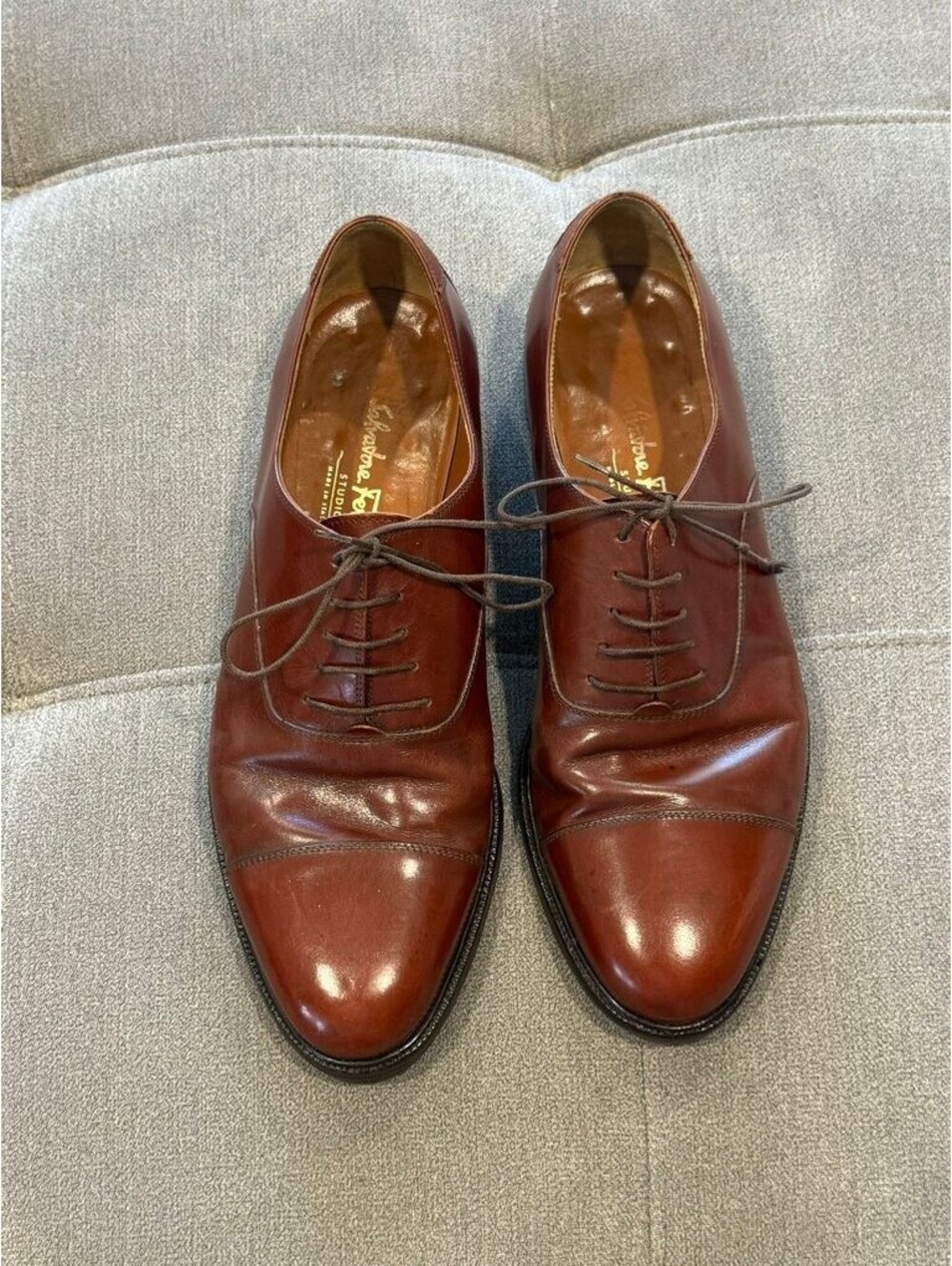 Salvatore Ferragamo Studio Cap Toe Oxford Brown Leather 10D